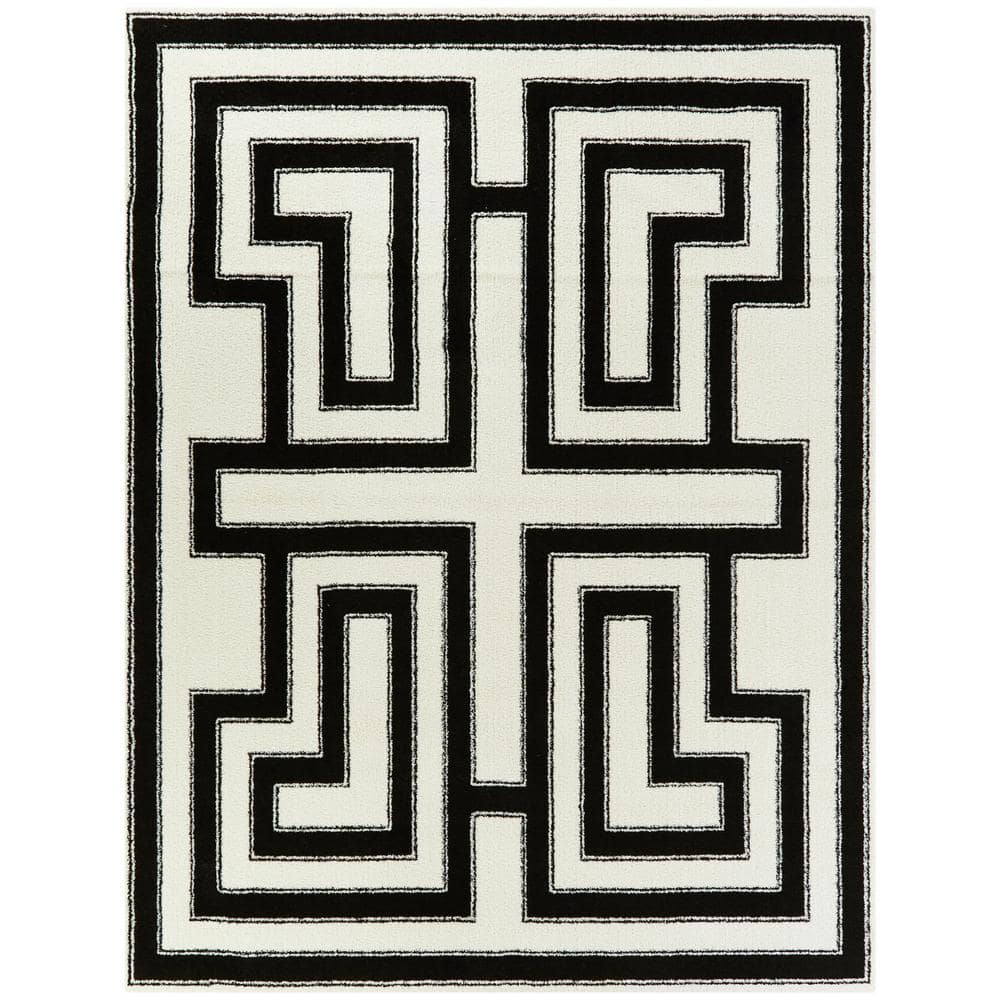 Vincent White 5 ft. x 7 ft. Art Deco Area Rug - Hercitys
