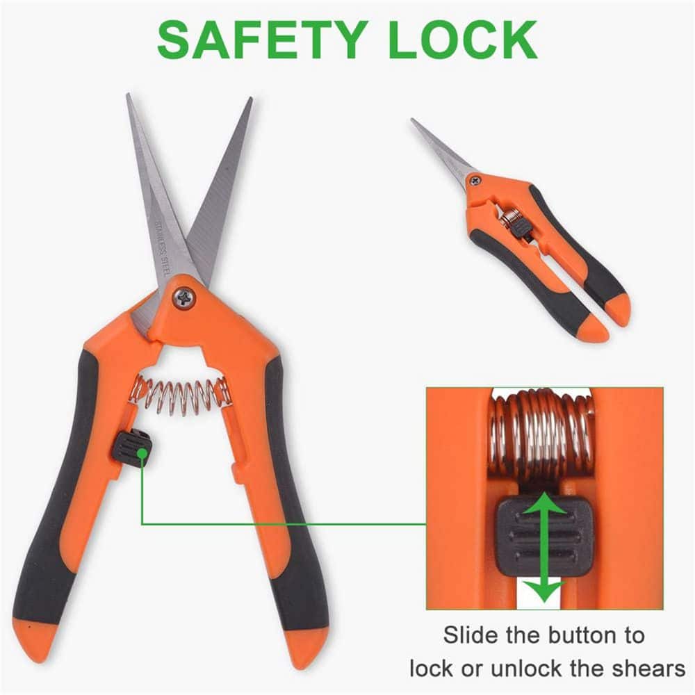 6.5 in. Pruning Shears Orange Gardening Hand Pruning Snips with Straight Stainless Steel Precision Blades (3-Packs) - Hercitys