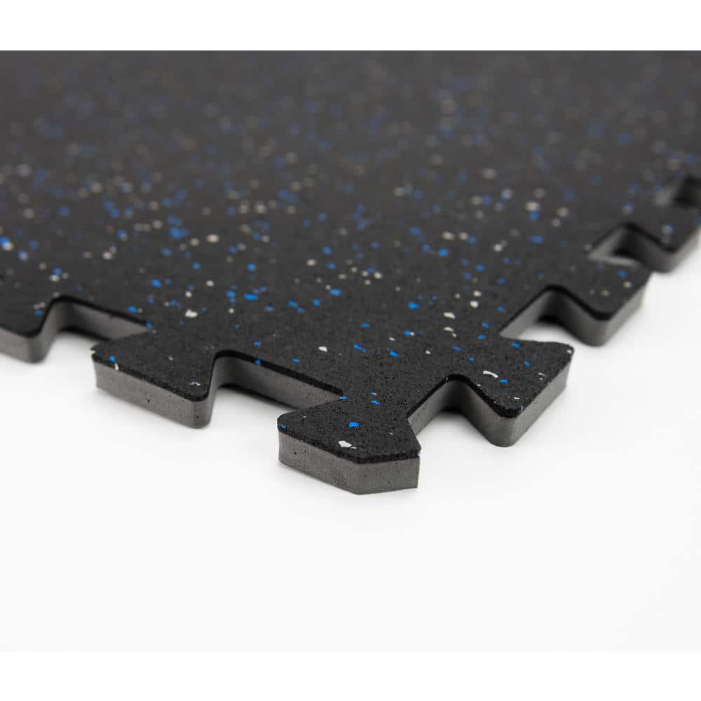 Scoria Black 24 in. W x 24 in. x 0.47 in. Thick L Rubber Interlocking Exercise Floor Tiles (4 tiles/case) - Hercitys