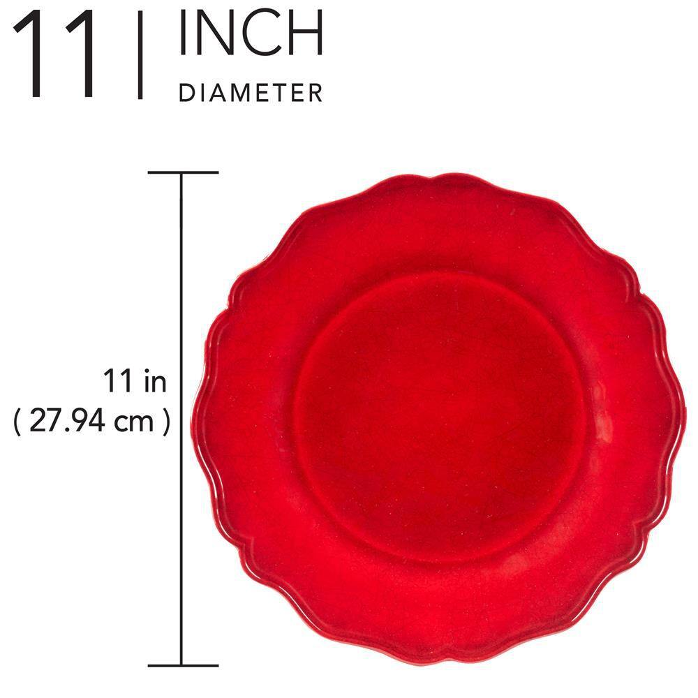 Red Crackle Dinner Plate (Set of 4) - Hercitys