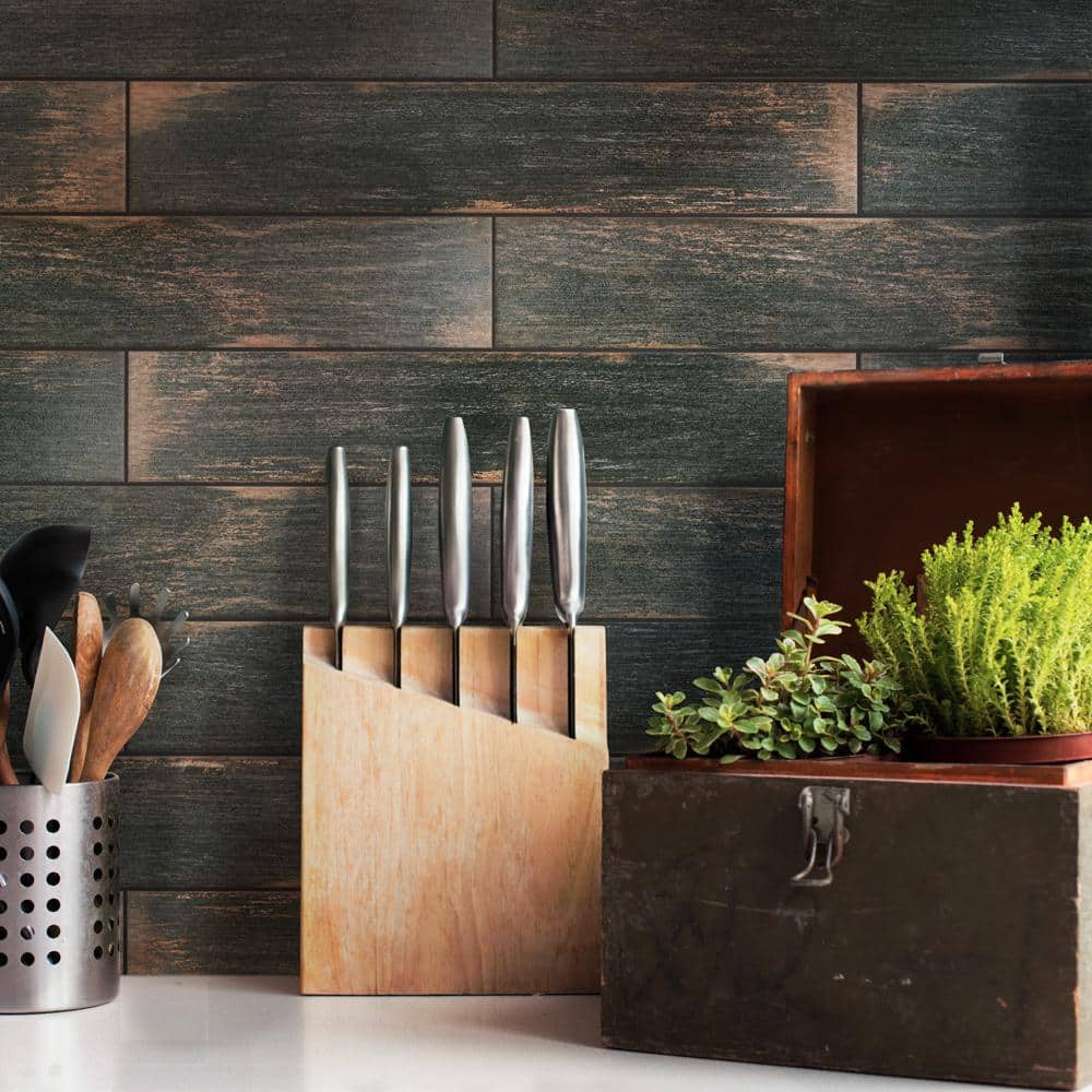 Bora Dark 3-1/8 in. x 17-1/2 in. Porcelain Floor and Wall Tile (12.0 sq. ft./Case) - Hercitys