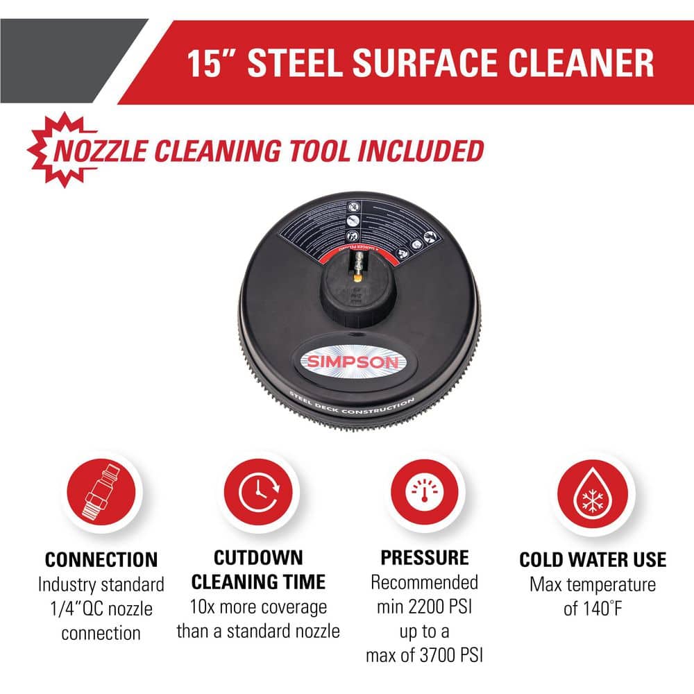 Universal 15 in. Surface Cleaner for Cold Water Pressure Washers Rated Up To 3700 PSI - Hercitys