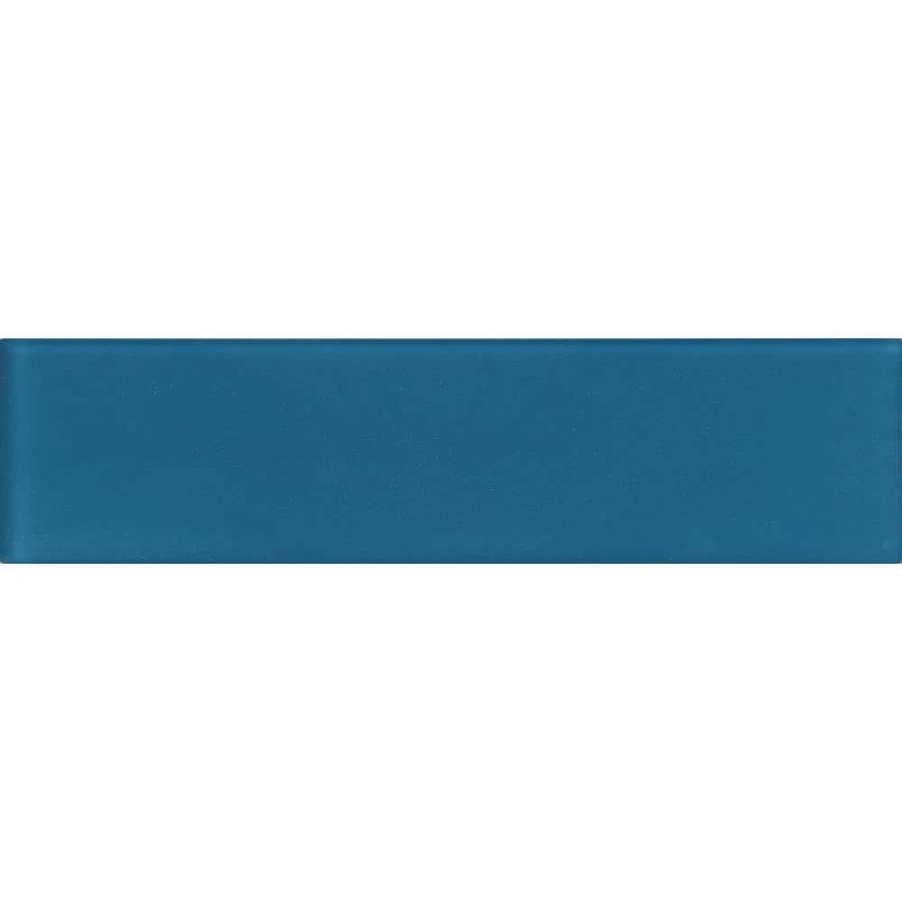 Ocean Blue 3-in. x 12-in. Matte Finished Glass Mosaic Floor and Wall Tile (5 Sq ft/case) - Hercitys