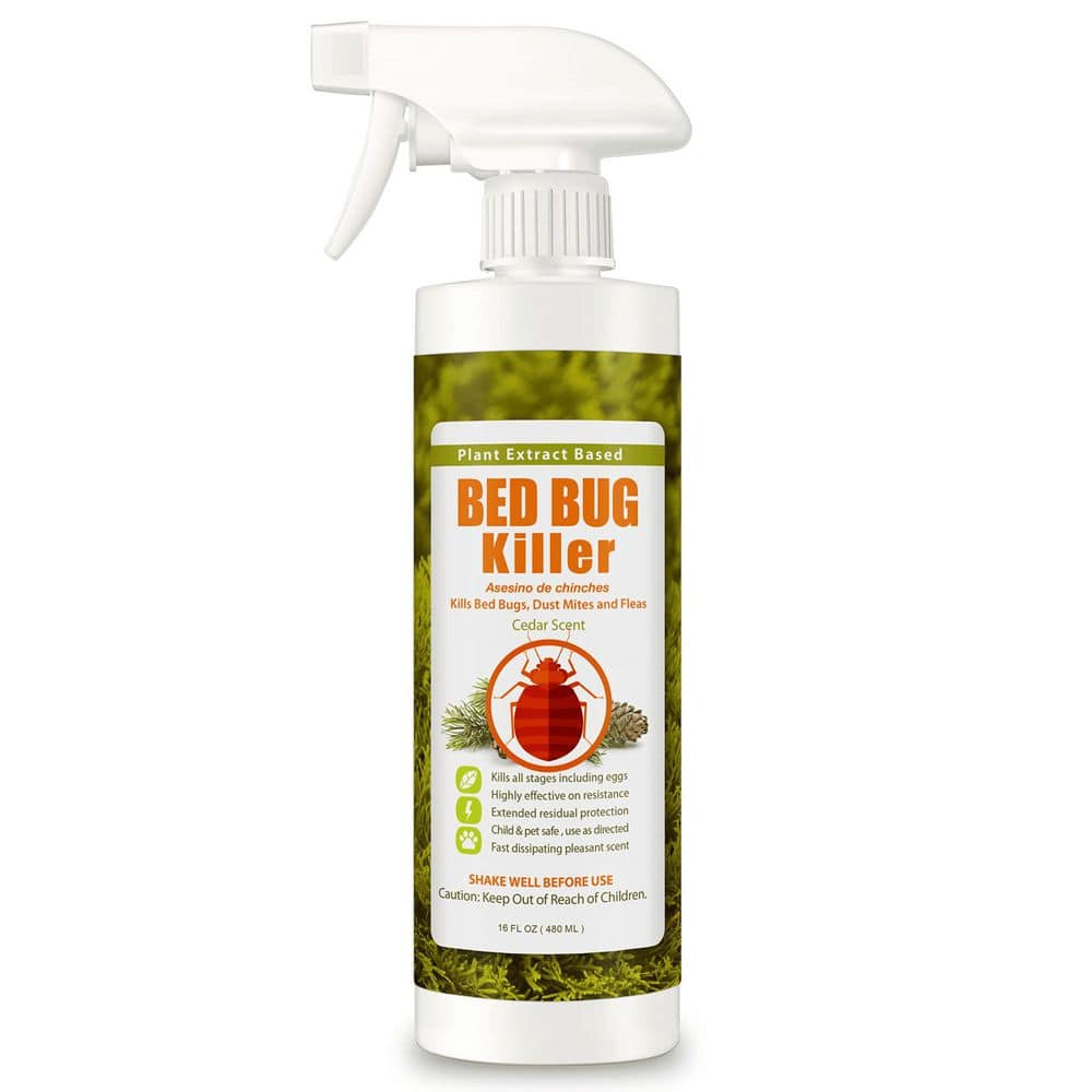 Bed Bug Killer by EcoRaider 16oz.-100% Efficacy Kills All Stages/Eggs for 2 Weeks, Plant-Based, Child/Pet-Safe - Hercitys