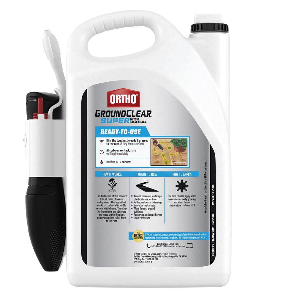 GroundClear Super Weed and Grass Killer1, 1 gal. Spray Ready-to-Use Weed Killer with Comfort Wand - Hercitys