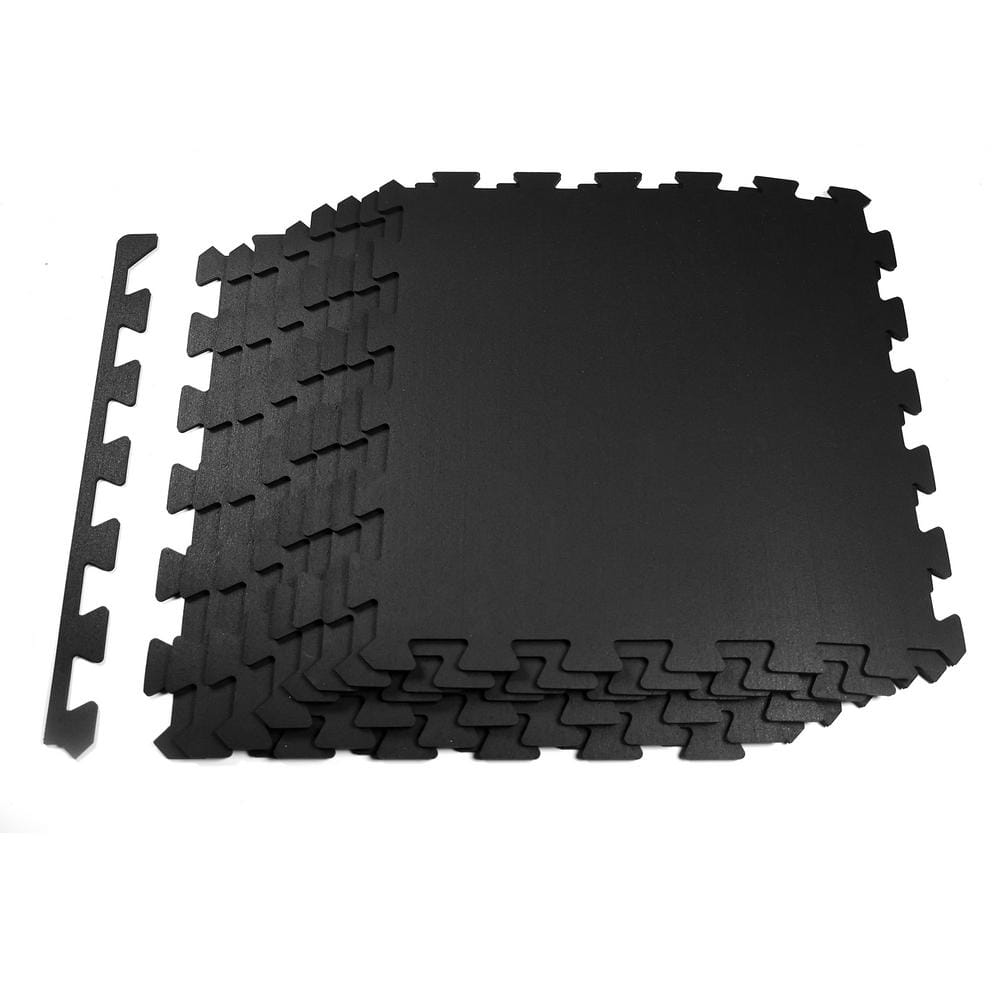 6 mm 24 in. W x 24 in. L Gym Flooring Tiles, Interlocking Rubber Tile (8 Packs) - Hercitys