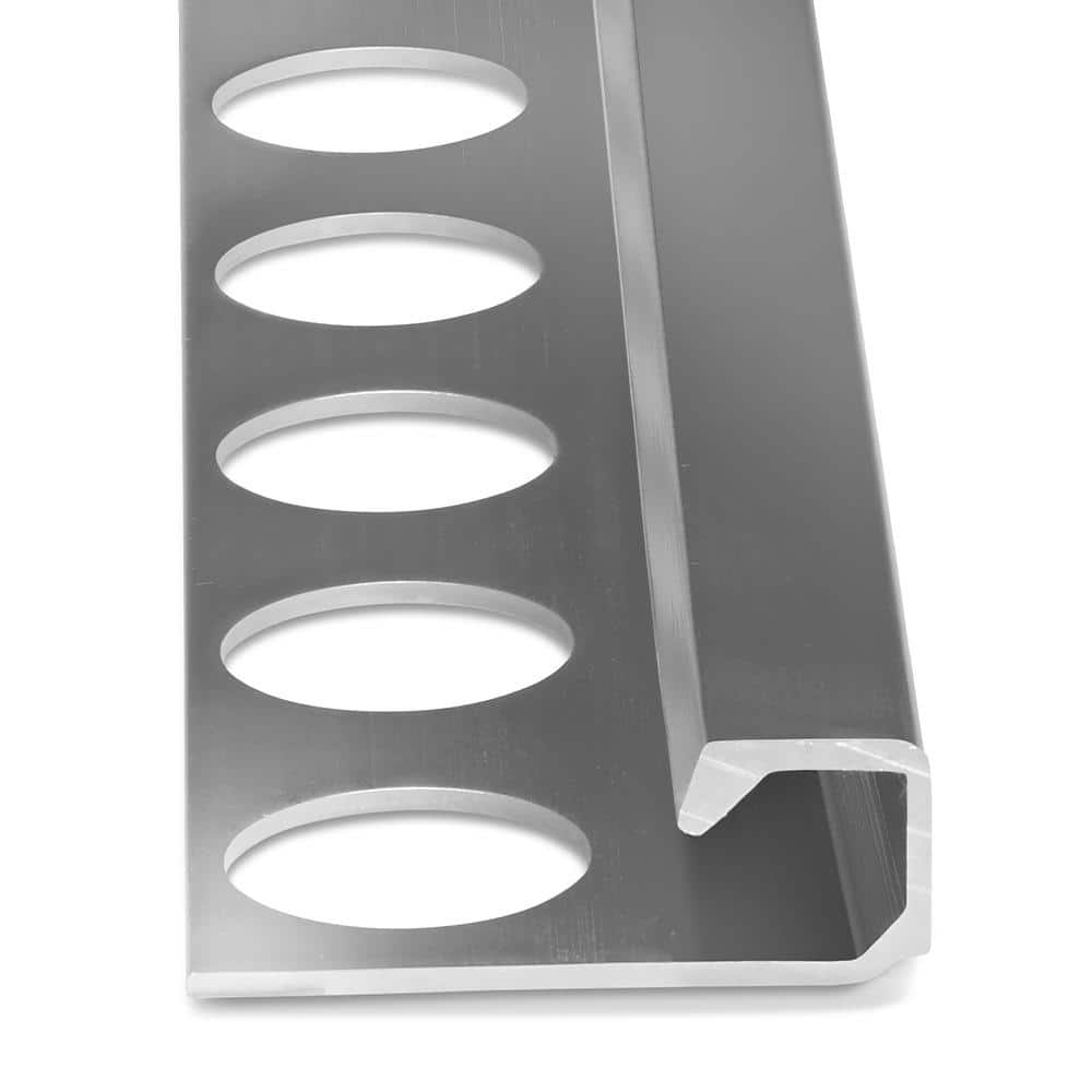 Chrome 3/8 in. x 98-1/2 in. Aluminum Square Tile Edging Trim - Hercitys