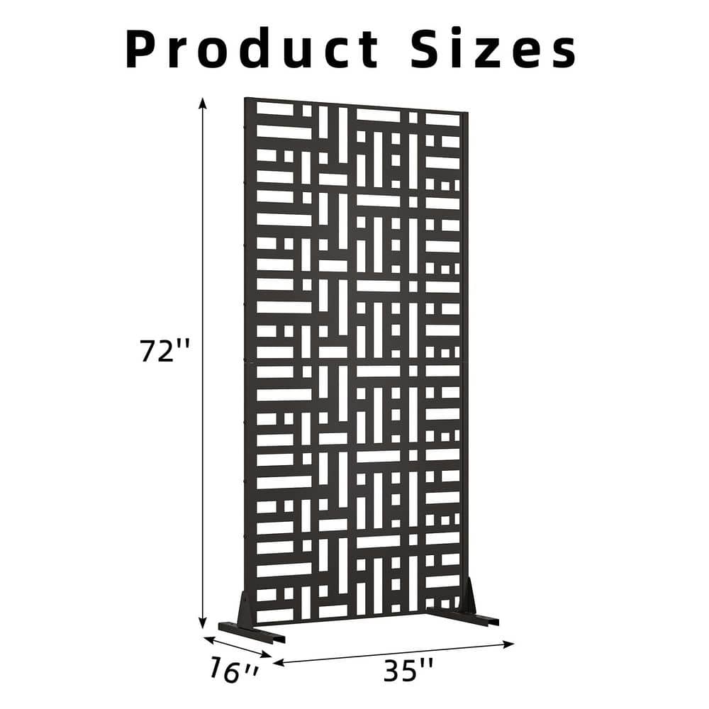 72 in. x 35 in. Black Galvanized Steel Garden Fence - Hercitys