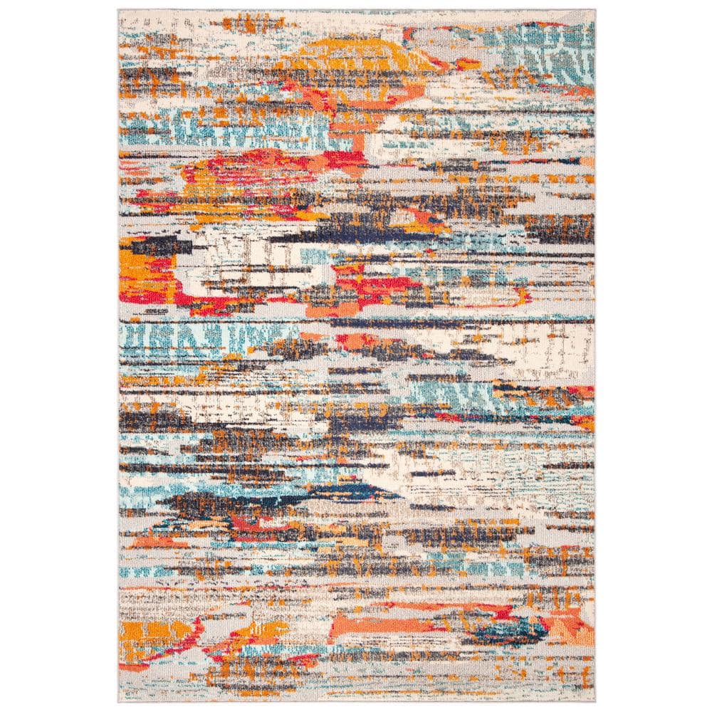 Madison Ivory/Multi 9 ft. x 12 ft. Abstract Striped Area Rug - Hercitys