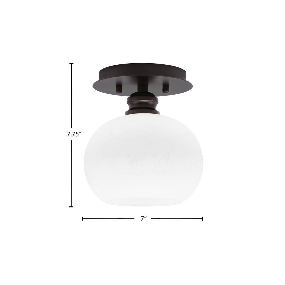 Albany 1-Light 7 in. Espresso Semi-Flush with White Muslin Glass Shade - Hercitys