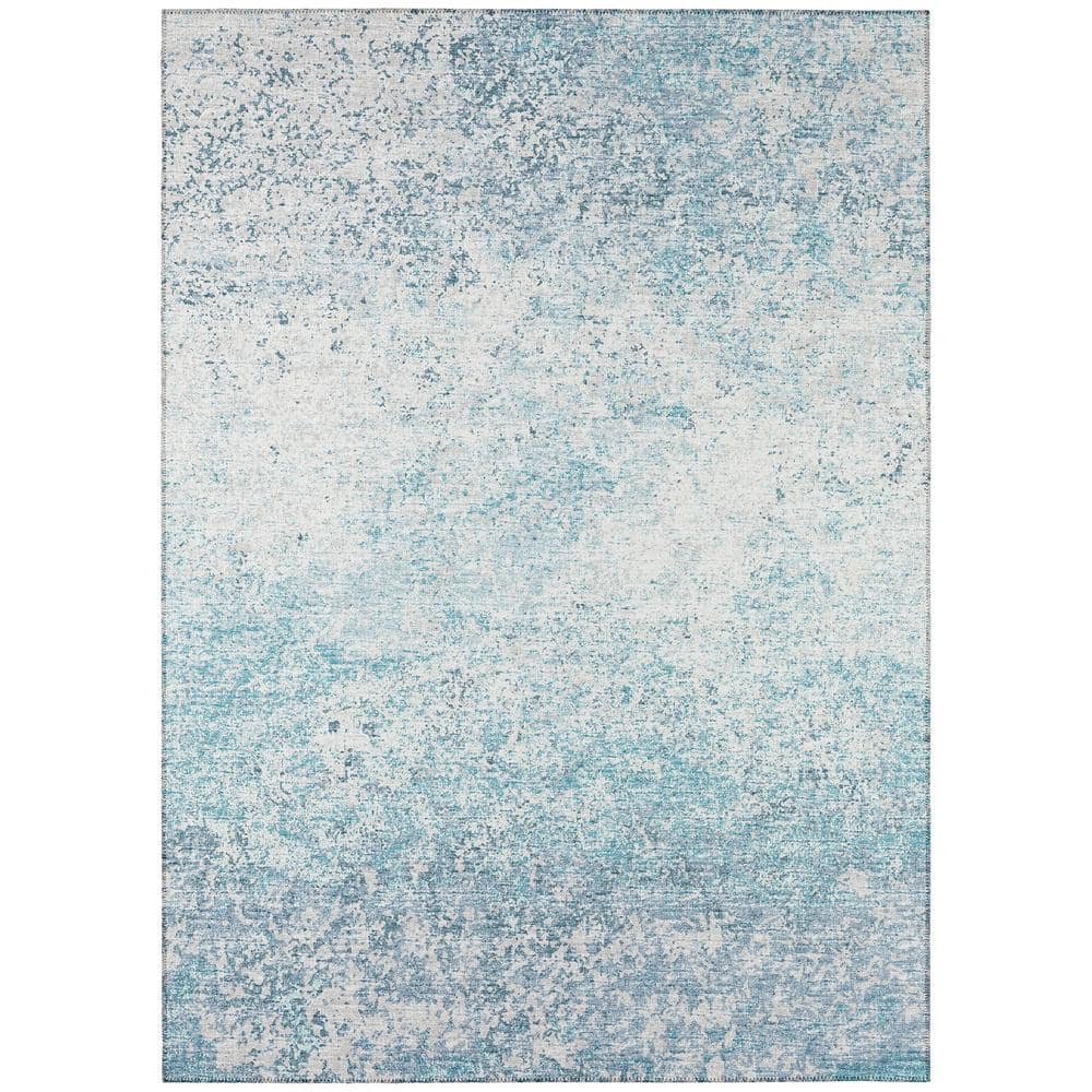 Rylee Blue 5 ft. x 7 ft. 6 in. Geometric Indoor/Outdoor Area Rug - Hercitys