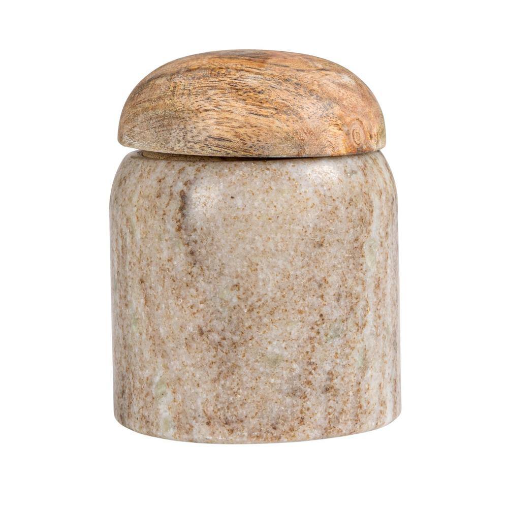 Modern Marble Canister with Wood Lid, Natural - Hercitys