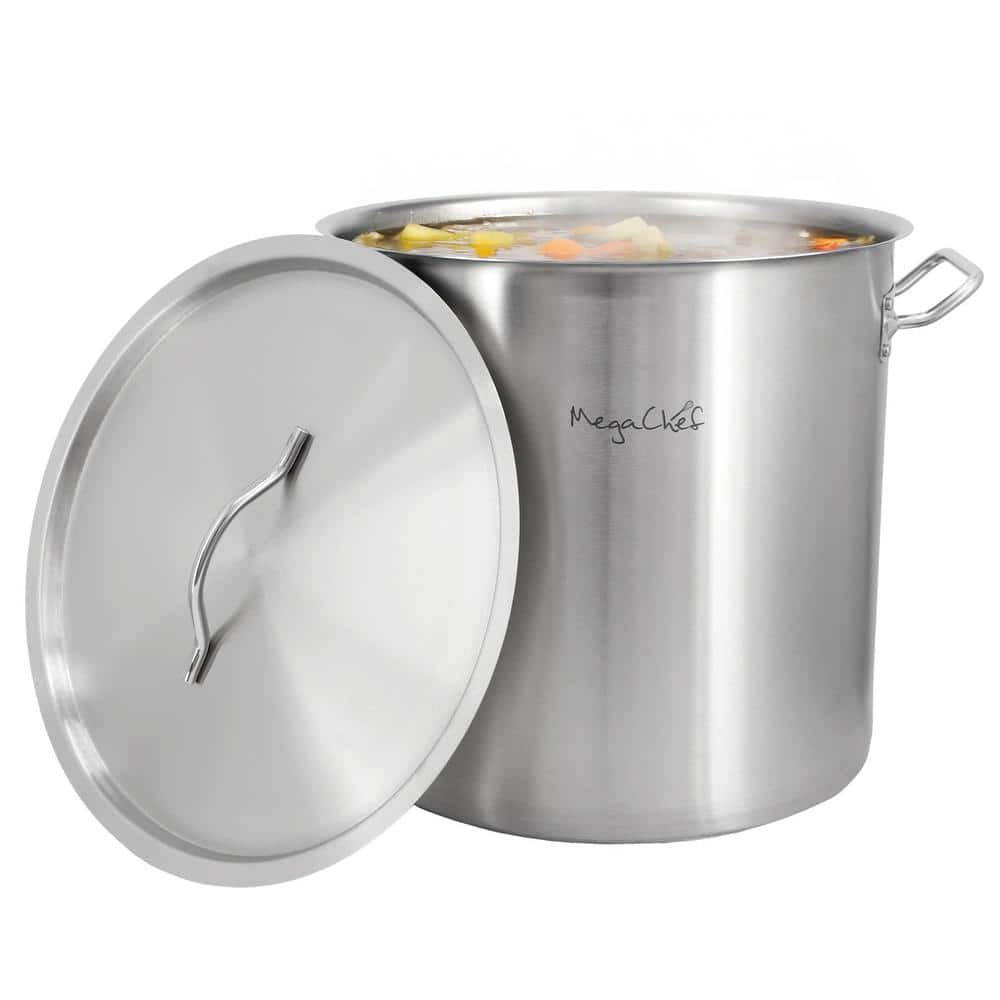 Professional Kitchen 38.5 qt. Round Stainless Steel Stock Pot with Lid - Hercitys