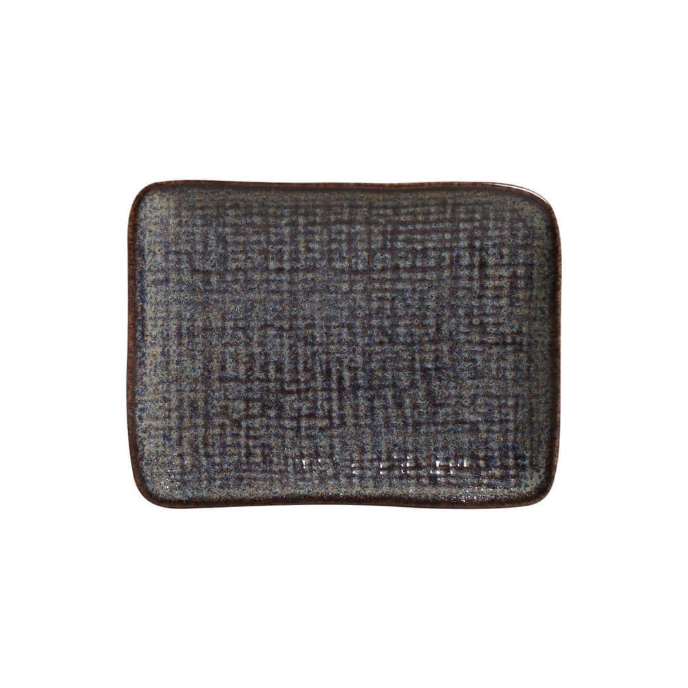 7.08 in. Titanium Dark Blue Stoneware Rectangular Platter Juta (Set of 4) - Hercitys