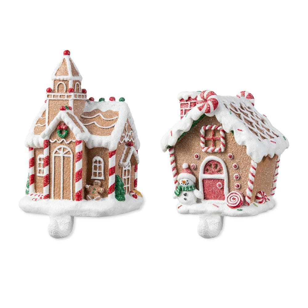 Resin Gingerbread House Stocking Holders (Set of 2) - Hercitys