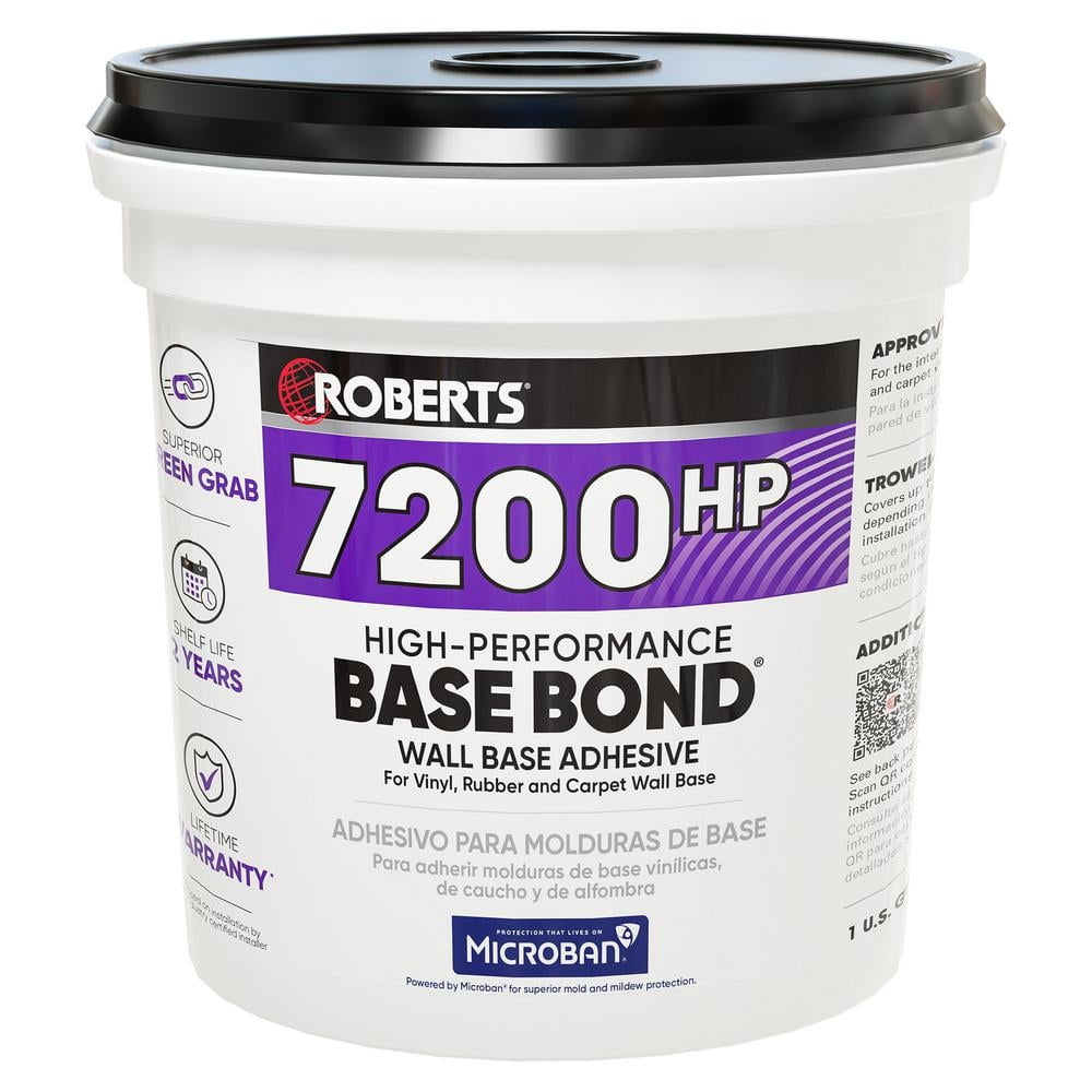 High-Performance BASE BOND 1 Gal. (4 qt.) 24-48 Hour Dry Time Vinyl, Rubber and Carpet Wall Base Adhesive in Light Tan - Hercitys