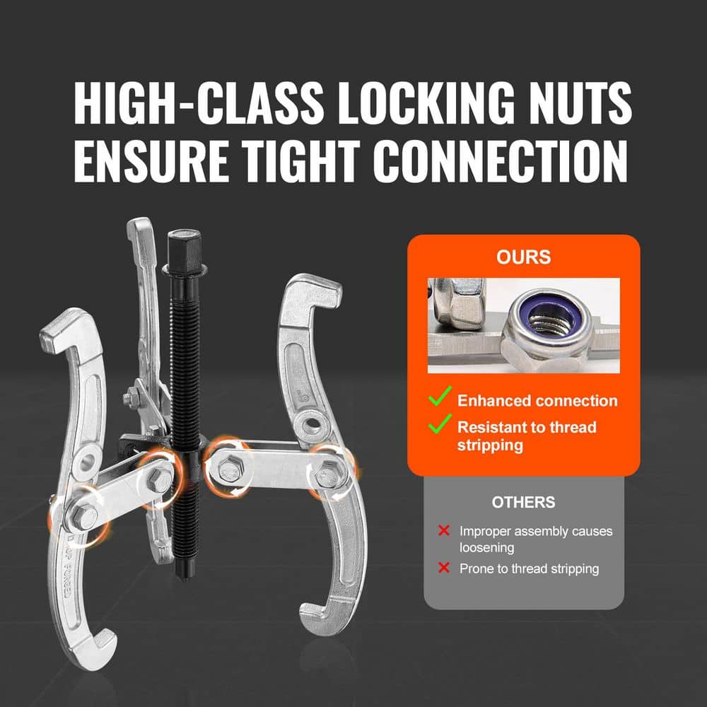 Gear Puller Set 3″ 4″ 6″ Puller Kit 3-Jaw Gear Bearing Flywheel Pulley Removal Tool 2 or 3 Reversible Jaws Wheel Puller - Hercitys