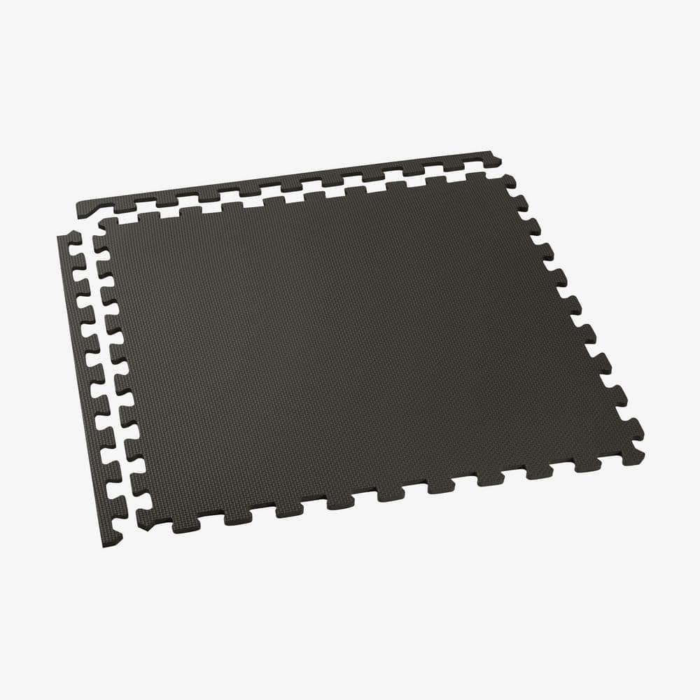 Black 24 in. W x 24 in. L x 3/8 in. Thick Multipurpose EVA Foam Exercise/Gym Tiles 25 Tiles/Pack 100 sq. ft. - Hercitys