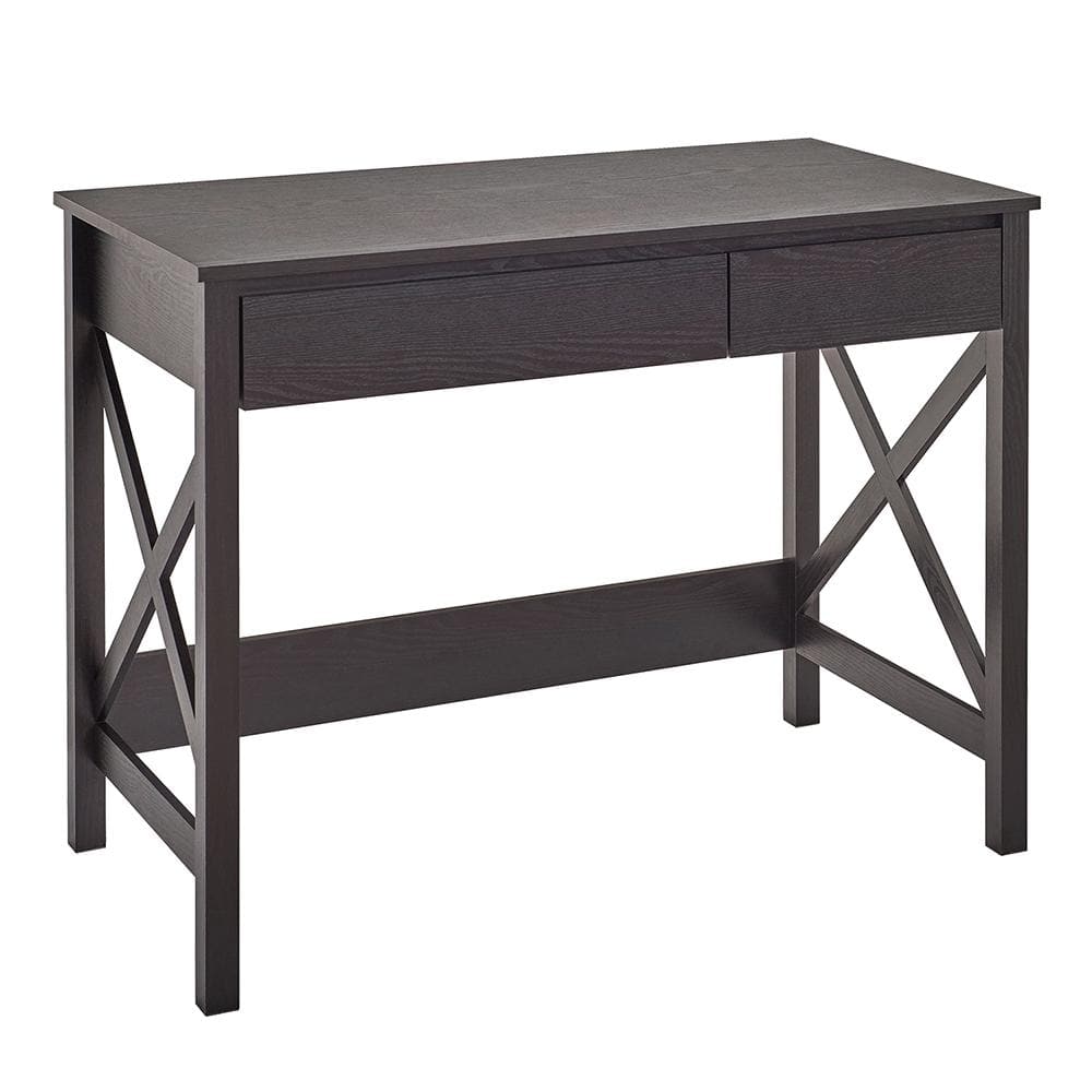 X-Frame 30 in. H x 39.4 in. W x 21.7 in. D Metal Frame Writing and Computer Desk Shelving Unit in Black Walnut - Hercitys