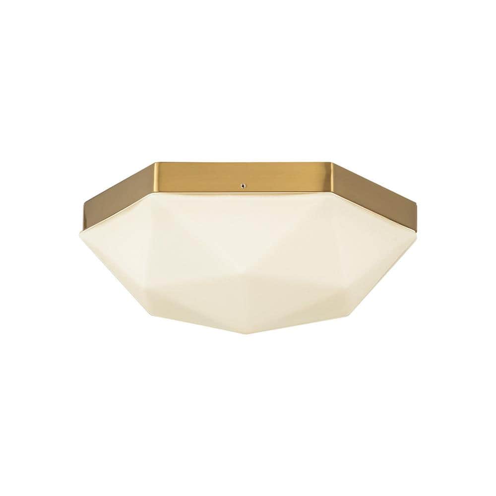 Krysta 12 in. 2 Light 40-Watt Brushed Gold/Opal Glass Flush Mount - Hercitys