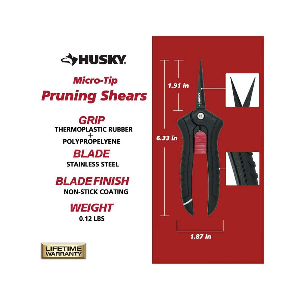 6 in. Micro-Tip Pruning Shears with Stainless Steel Blades and Softgrip Handle - Hercitys