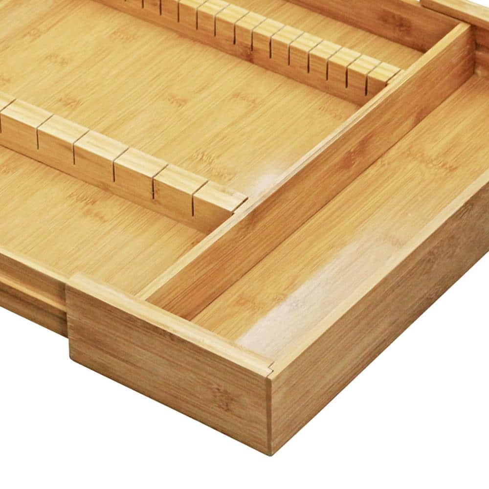 DaPur Natural Bamboo Drawer Organizer with Cutlery Storage - Hercitys