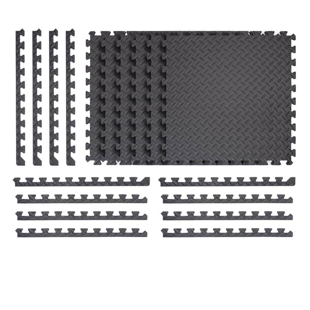 Gray 24 in. x 24 in. x 0.47 in. Foam Interlocking Floor Mat (6-Pack) - Hercitys