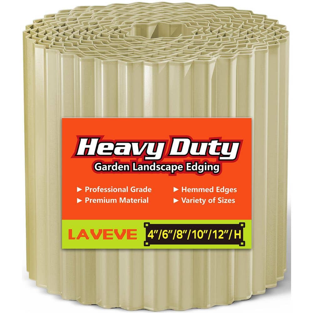6″ x 20′ Beige Corrugated Metal Garden Edging Landscape Edging Border for Lawn Flower Bed Garden Fence Paver Edging - Hercitys