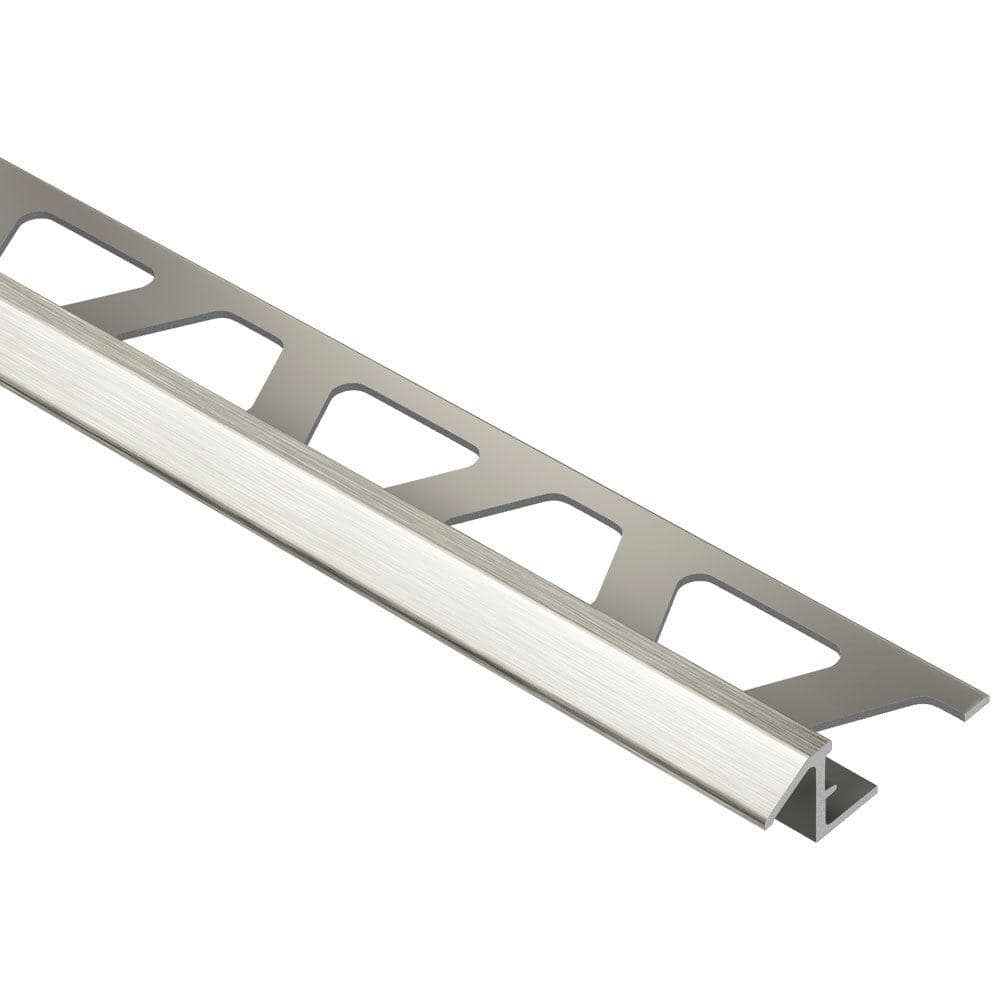 Reno-TK Brushed Nickel Anodized Aluminum 3/8 in. x 8 ft. 2-1/2 in. Metal Reducer Tile Edging Trim - Hercitys