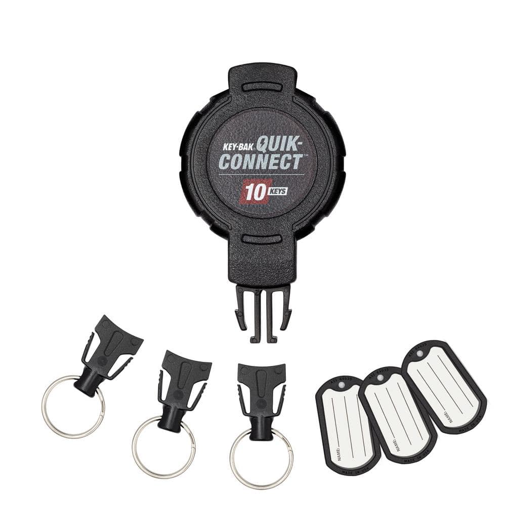 Quik-Connect 10 Key Capacity Key Management Removable and Retractable Keychain with Belt Clip - Hercitys