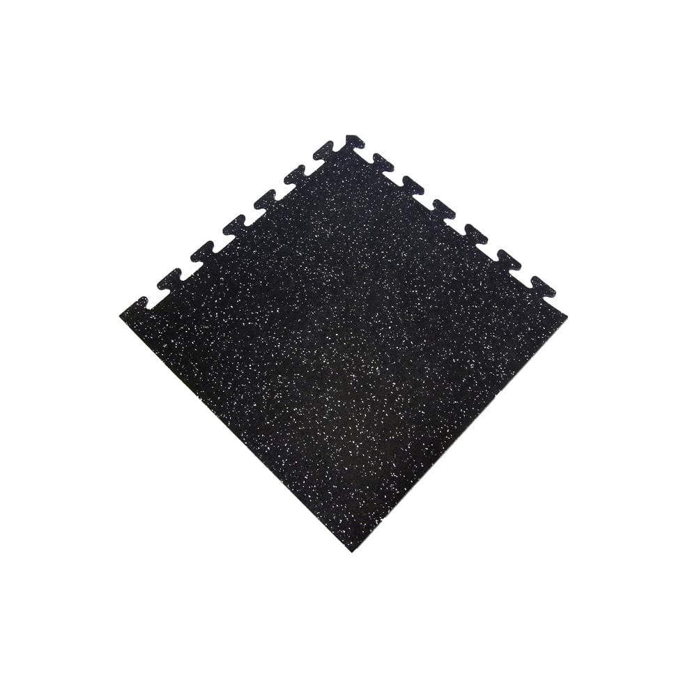 Black with Gray Speck 24 in. x 24 in. Finished Corner Recycled Rubber Floor Tile (16 sq. ft./ case) - Hercitys