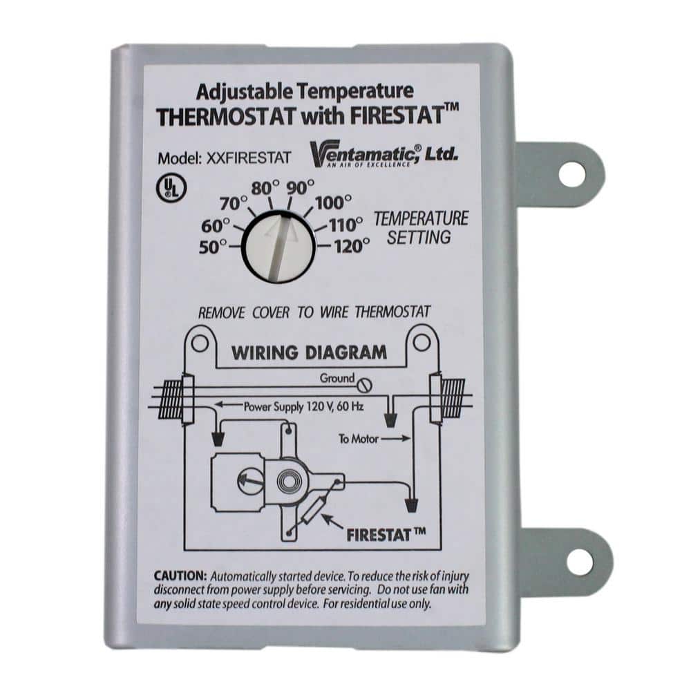 Adjustable Thermostat with Firestat for Power Attic and Exhaust Fans - Hercitys
