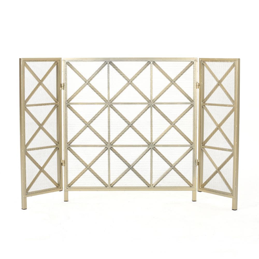 Margaret Gold Iron 3-Panel Fireplace Screen - Hercitys