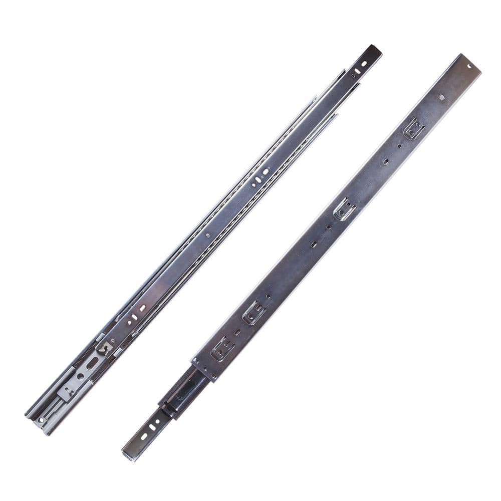 Drawer Slide Side Mount Soft Close Full Extension 12 in. Cadmium Finish Steel Drawer Slide (1- Set of Pair) - Hercitys