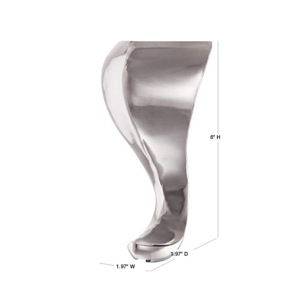 6 in. (152 mm) Brushed Aluminum Curved Furniture Leg - Hercitys