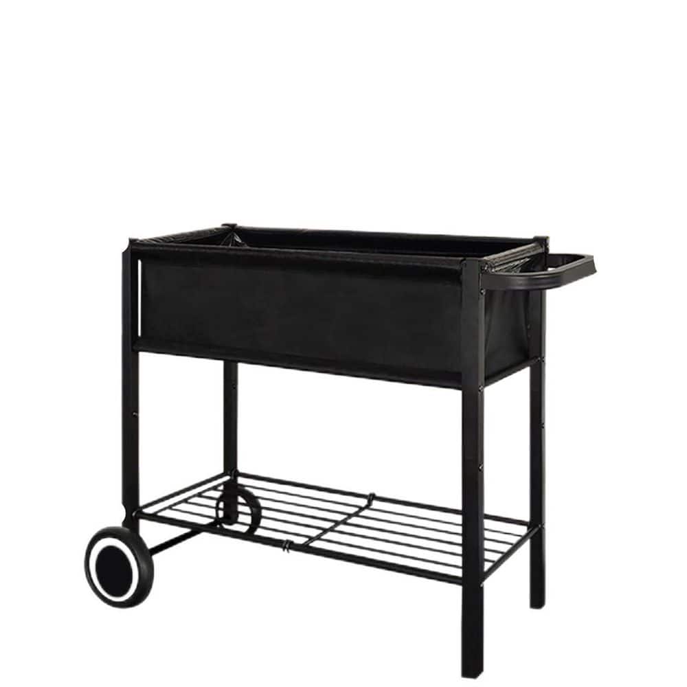 Metal Raised Garden Bed with Legs and Wheels, Standing Elevated Planter Box Cart for Vegetables and Flowers, Black - Hercitys