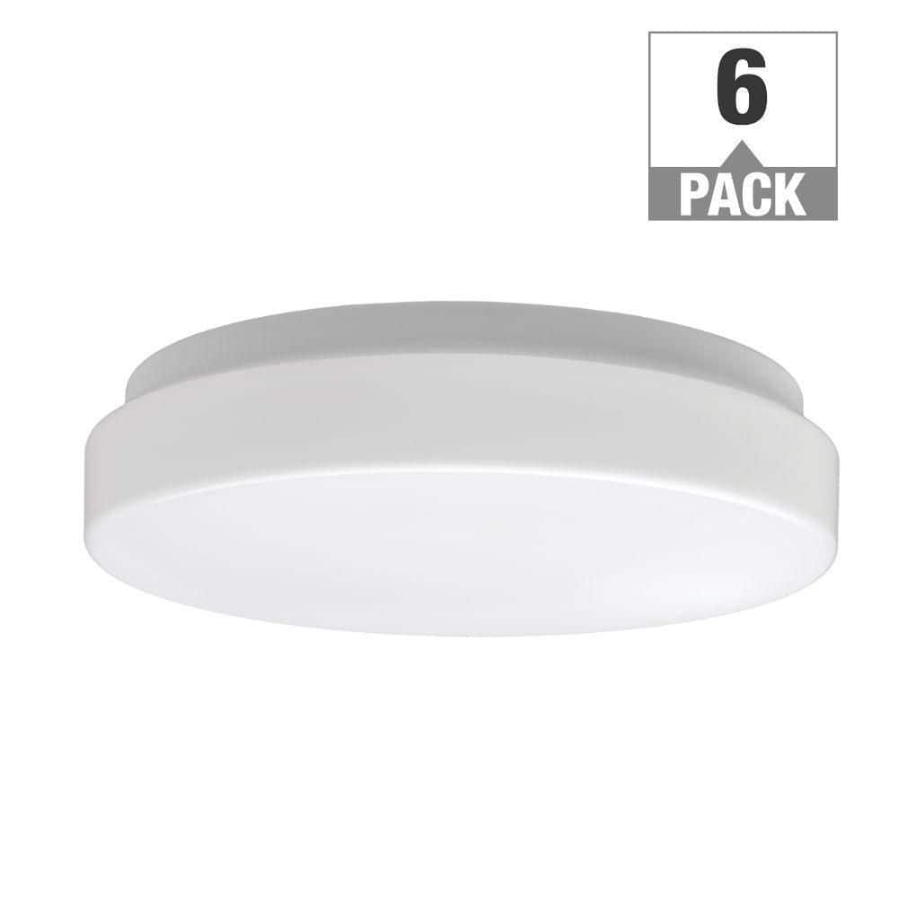 Low Profile 7 in. White Round 4000K Bright White LED Flush Mount Ceiling Light 810 Lumens Modern Smooth Cover (6-Pack) - Hercitys