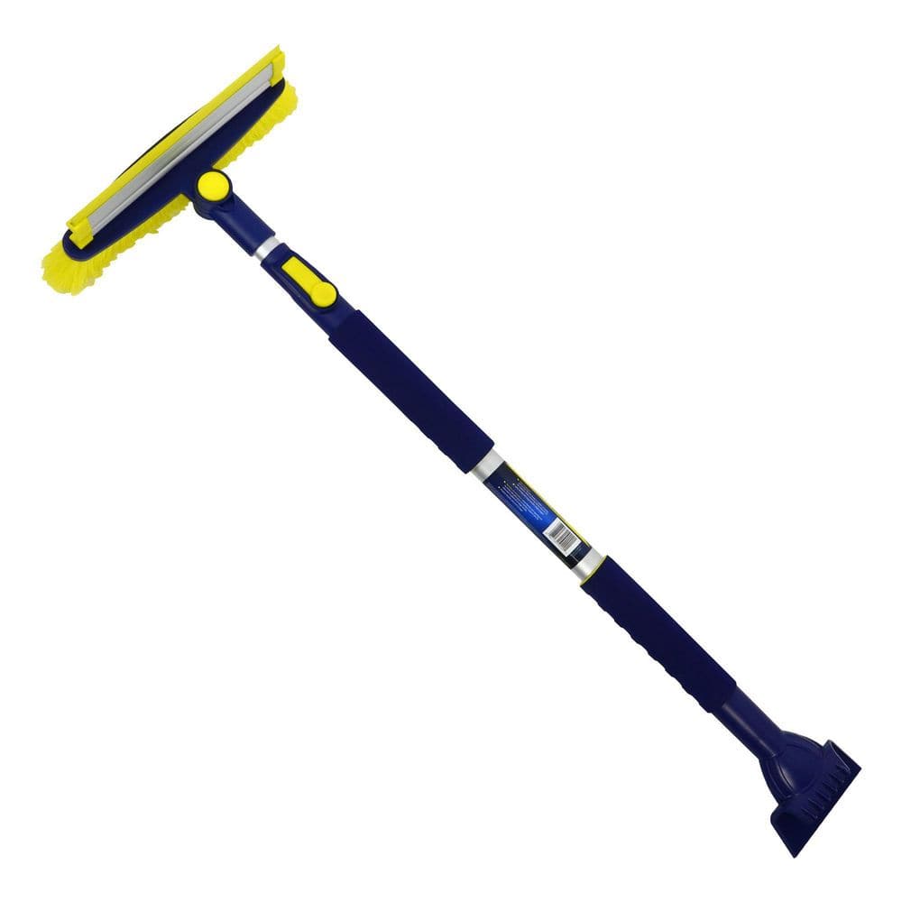 Ultra Duty Extendable 43-63 in. Swivel Head Snow Brush with 5 in. Ice Scraper and Squeegee - Hercitys