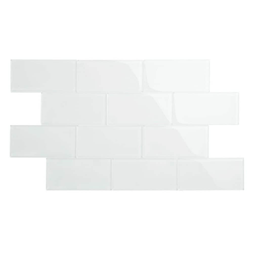 Bright White 3 in. x 6 in. x 8 mm Glass Subway Tile (5 sq. ft./case) - Hercitys