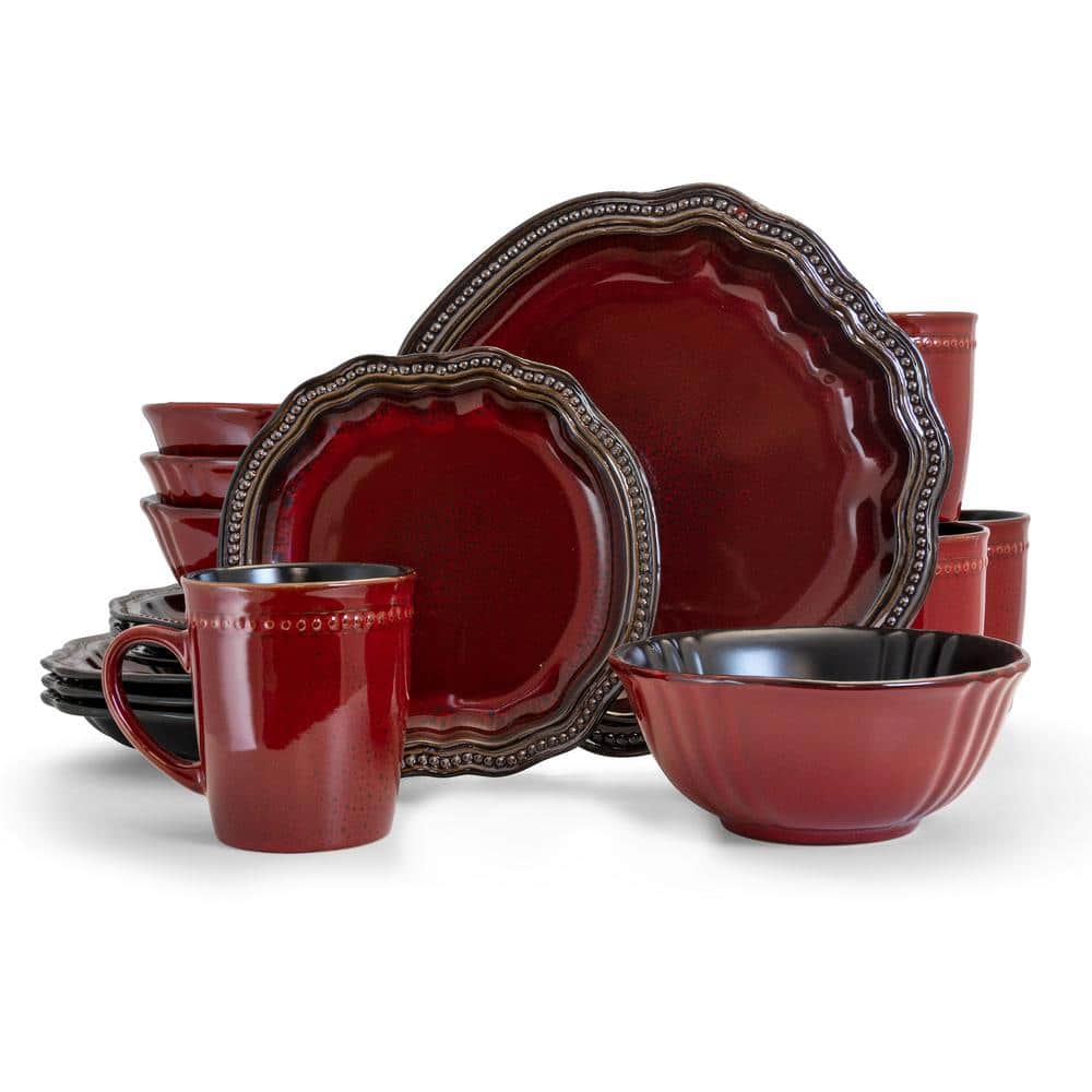 Regency 16-Piece Casual Red Stoneware Dinnerware Set (Service for 4) - Hercitys