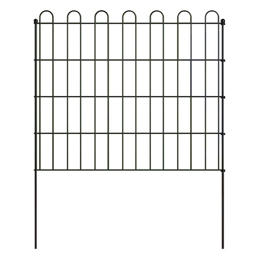 Decorative Garden Fence Border 24 in. H Rustproof Black Metal Animal Barrier for Dogs 13 ft. L 5 Pack - Hercitys