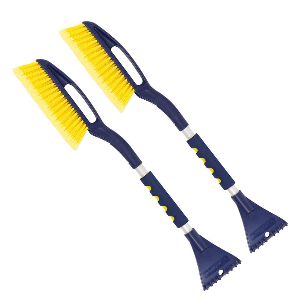 Heavy Duty 25 in. Snow Brush with Ice Scraper, Ergonomic Dual Handle Design – 2 Pack - Hercitys