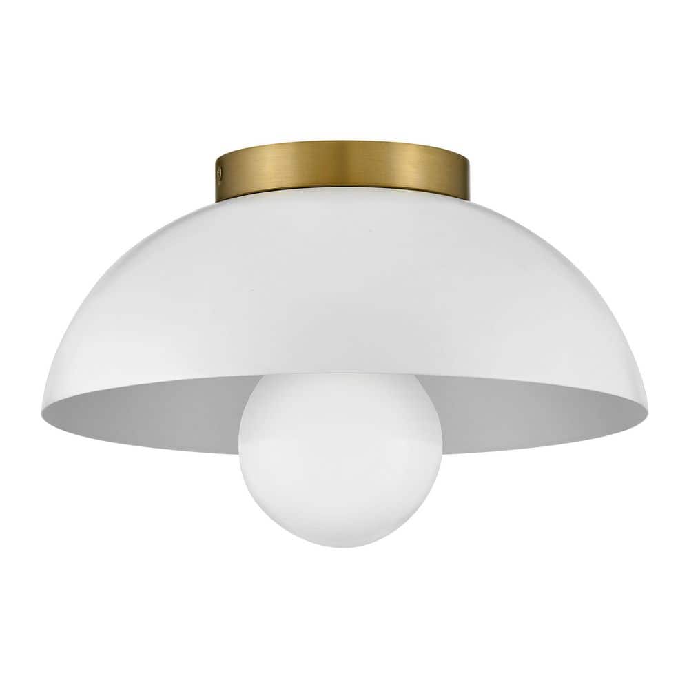 Stu 11.0 in. 1-Light Matte White Flush Mount - Hercitys