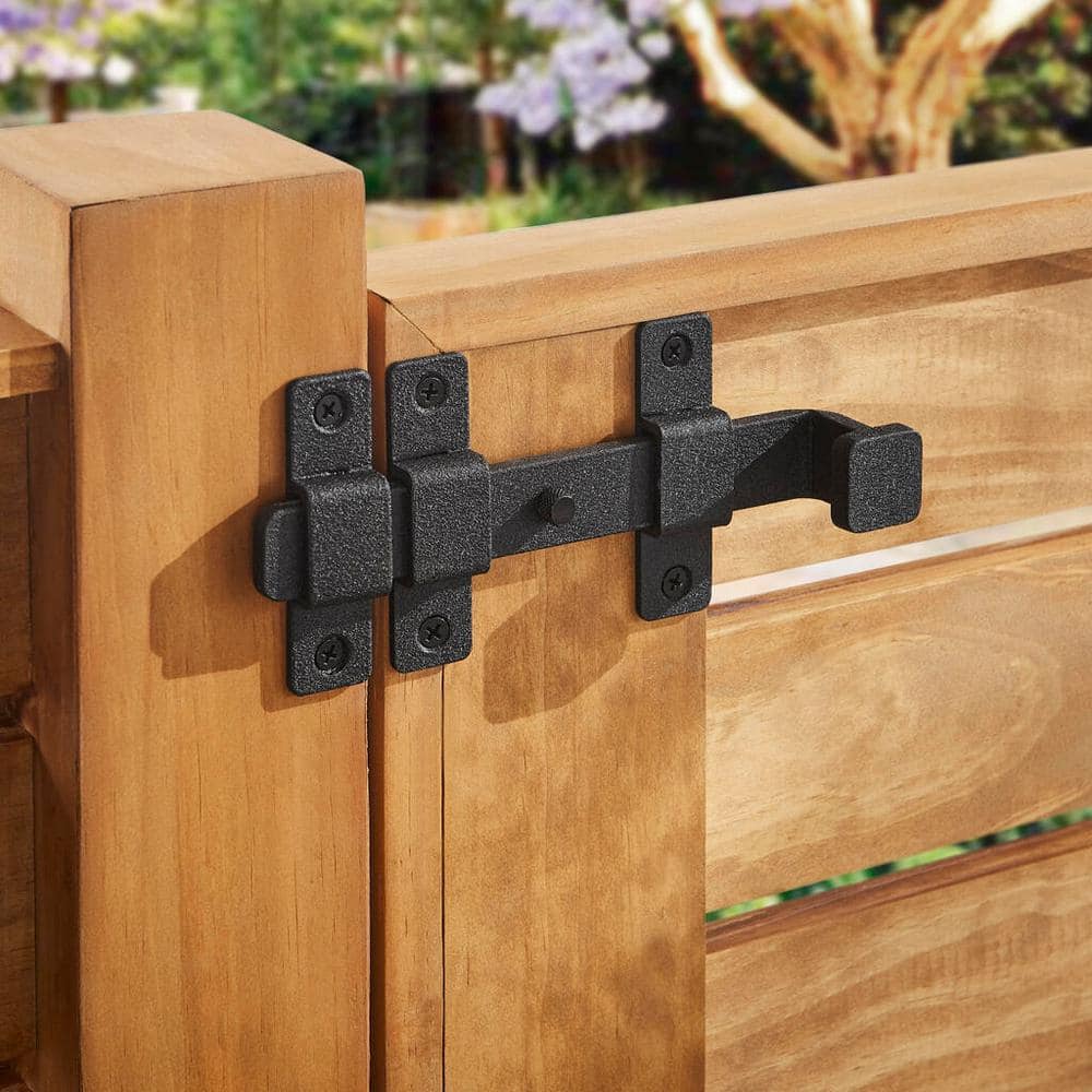 8 in. Black Heavy-Duty Slide Bolt with Rust Defender - Hercitys