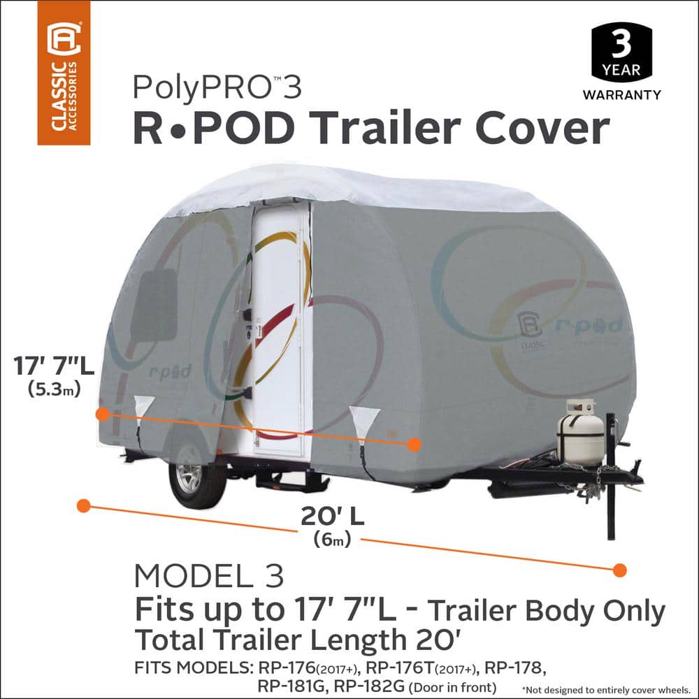 PolyPro3 211 in. L x 78 in. W x 93 in. H RP-179 R-Pod Travel Trailer Cover - Hercitys