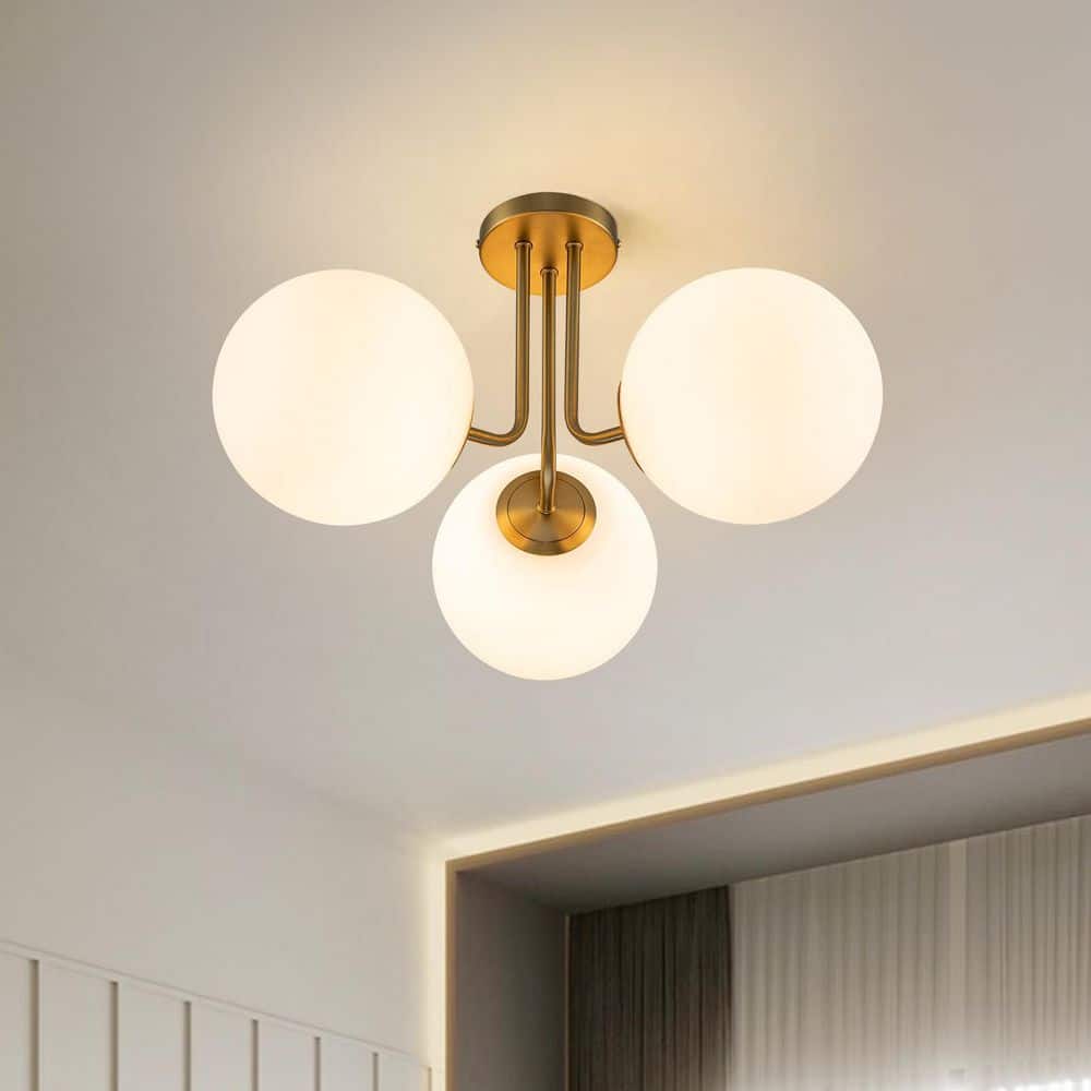 Lueck 22 in. 3-Light Modern Sputnik Globe Semi Flush Mount - Hercitys