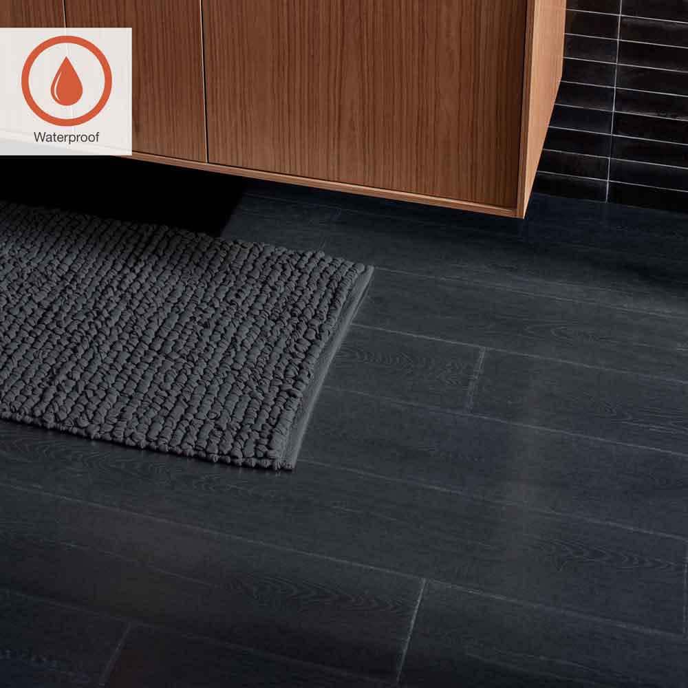 Outlast+ Pure Black Oak 12 mm T x 7.4 in. W Waterproof Laminate Wood Flooring (19.63 sqft/case) - Hercitys