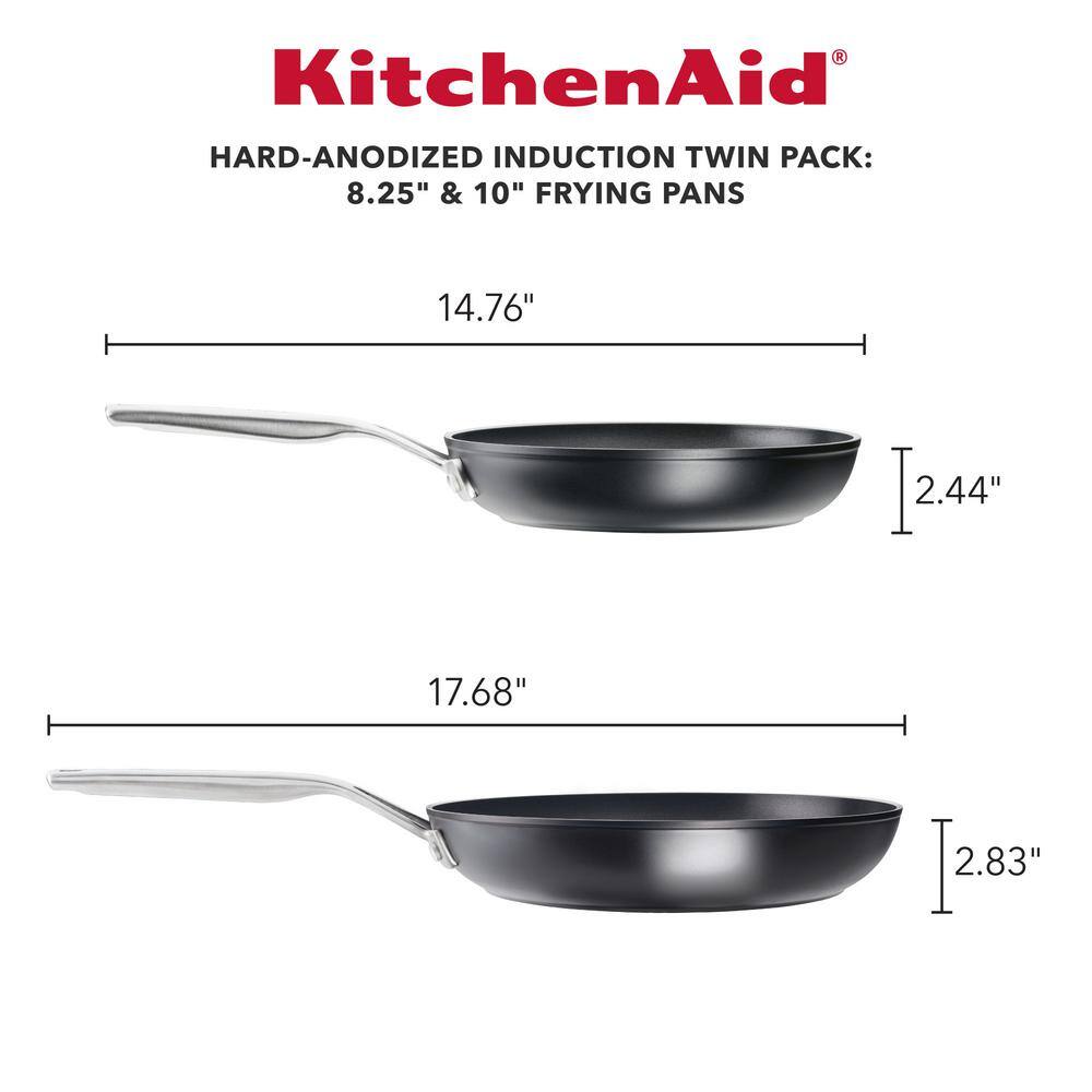 Hard-Anodized Induction 8 .25 and 10 in. Aluminum Nonstick Frying Pan Set Matte Black - Hercitys