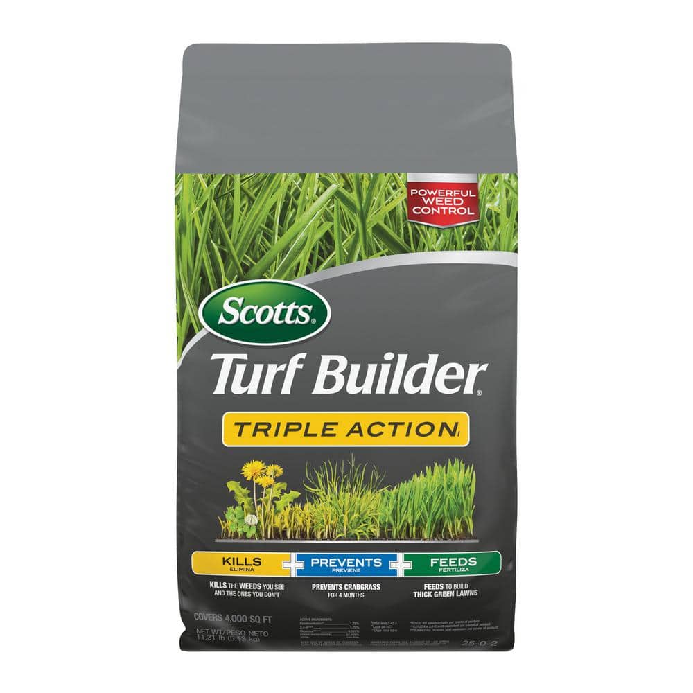 Turf Builder Triple Action1 11.31 lbs. 4,000 sq. ft. Lawn Fertilizer, Weed Killer, Crabgrass Preventer - Hercitys