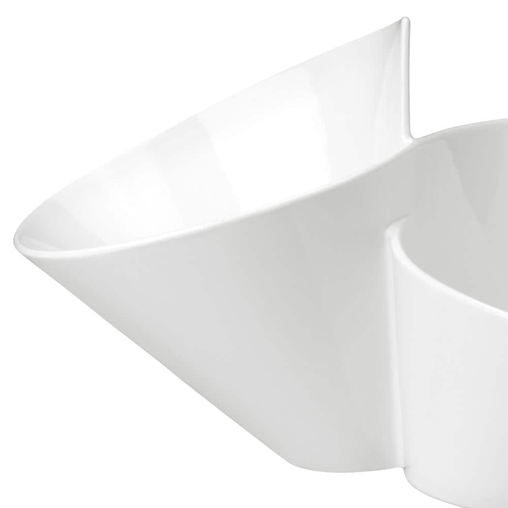 New Wave White Porcelain Chip and Dip Bowl - Hercitys